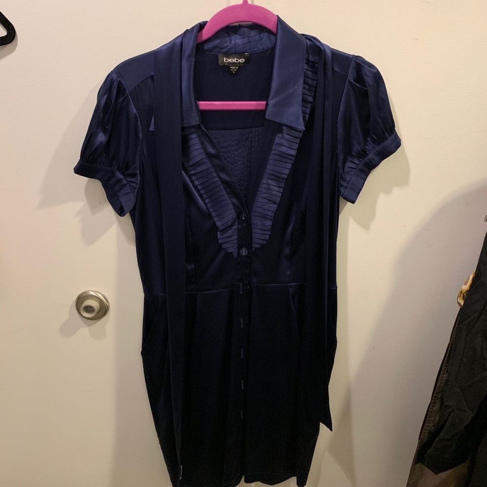 Blue Silk BEBE Dress